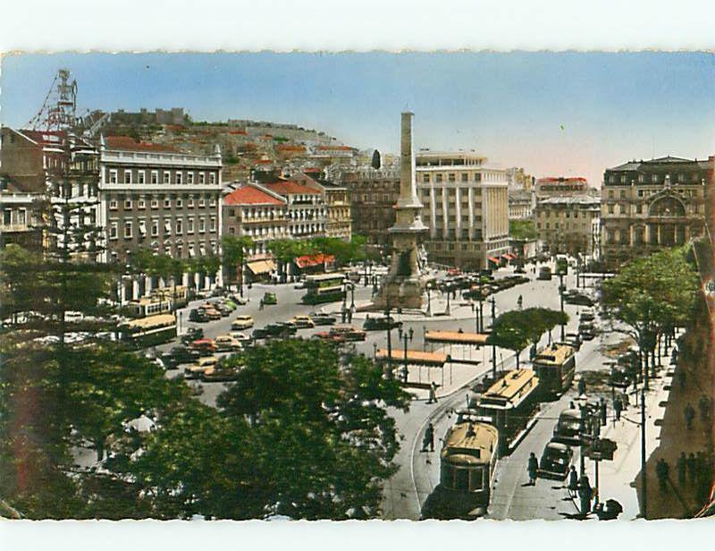 Vintage Post Card Praca dos Restauradores Restaura Aerial View  Portugal  # 3783