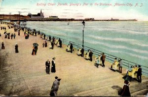 New Jersey Atlantic City Rolling Chair Parade On The Boardwalk 1910