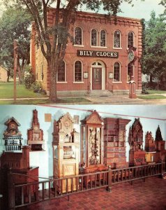SPILLVILLE, Iowa IA   BILY CLOCKS & Carved Clocks Display ROADSIDE *2* Postcards