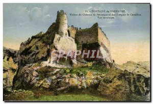 Old Postcard Fontaine De Vaucluse Ruins Du Chateau De Petrarqeu and bishops o...