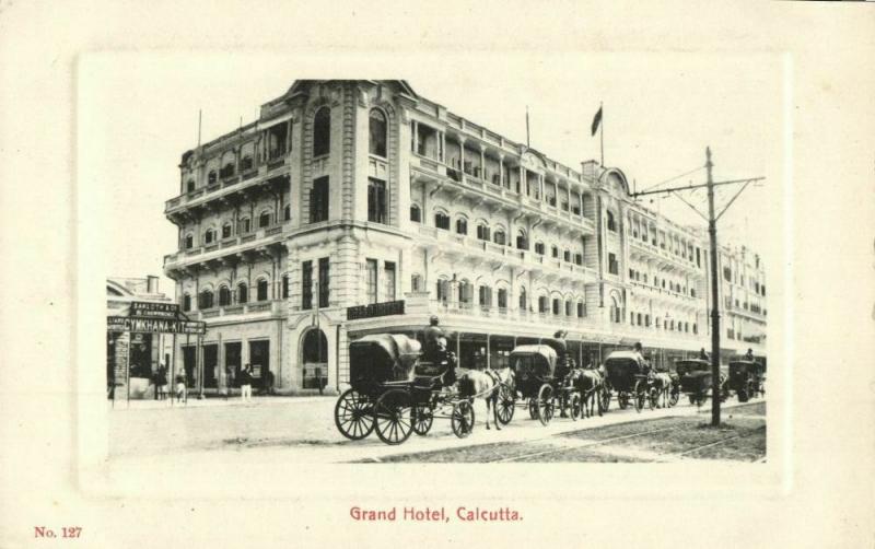 india, CALCUTTA KOLKATA, Grand Hotel, Horse Cart (1910s) Embossed Postcard