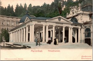 Postcard Czech Republic Marienbad Kreuzbrunnen spa pavilion hand colored
