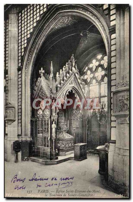 Old Postcard Paris Church of Saint Etienne of Mont Sainte Genevieve Tomb