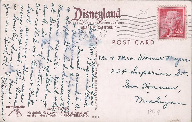 Disneyland, The Sternwheeler Mark Twain - Frontierland - 1957