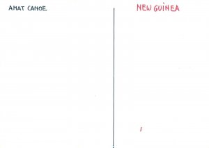 HANDCRAFTED CONTINENTAL SIZE POSTCARD AMAT CANOE NEW GUINEA