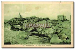 Old Postcard Ploumanch Lighthouse and Rocks