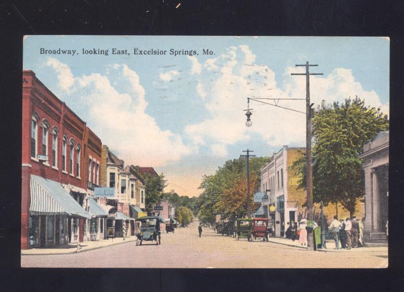 Excelsior Springs Missouri Downtown Broadway Street Scene Vintage Postcard Mo Hippostcard