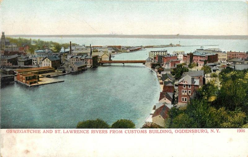 c1905 Postcard; Oswegatchie & St Lawrence Rivers, Ogdensburg NY St. Lawrence Co.