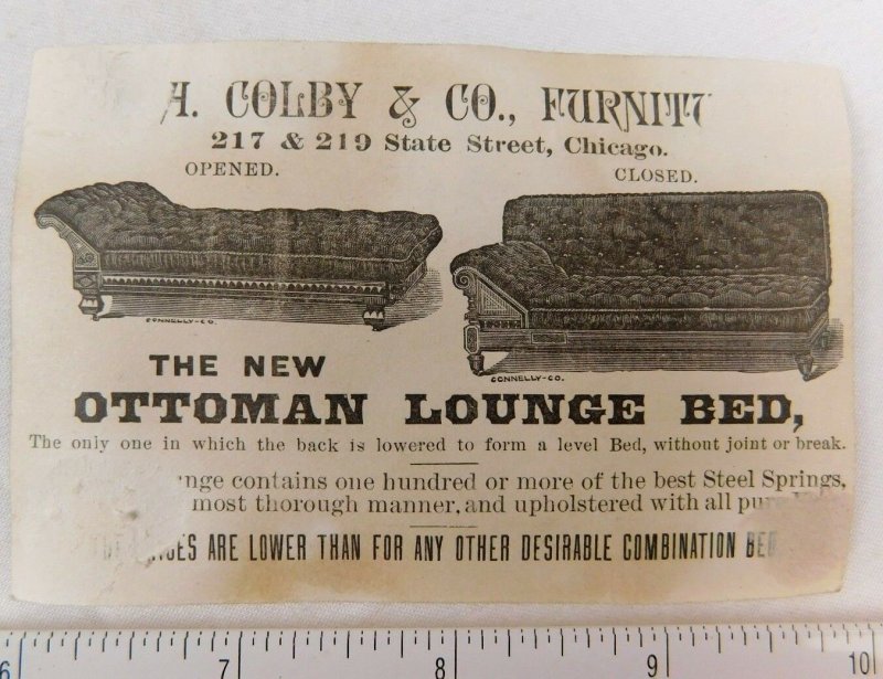 A. Colby & Co. Furniture, The New Ottoman Lounge Bed Engraved Image Card F53