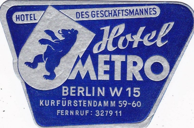 Germany Berlin Hotel Metro Vintage Luggage Label sk2998