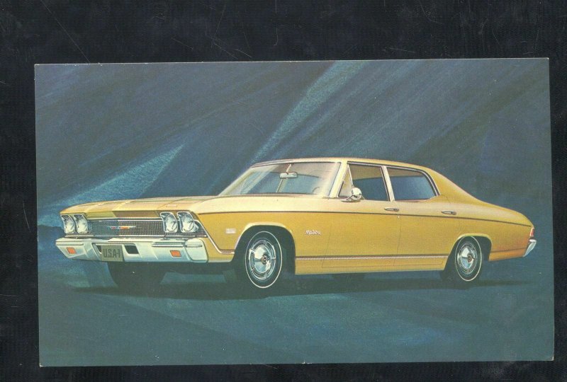 1968 CHEVROLET CHEVELLE MALIBU '68 CHEVY VINTAGE CAR DEALER ADVERTISING POSTCARD