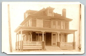 RPPC Colonial Style House with Wrap Around Farmers Porch   Postcard