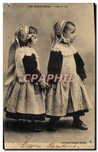 Postcard Old Bridge Folklore L & # 39Abbe Girl and GAs