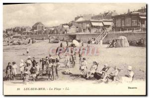 Old Postcard Luc Sur Mer The children Beach