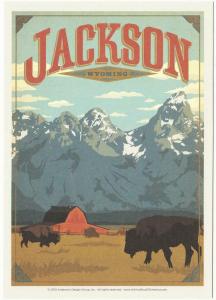 Postcard of Jackson Wyoming Buffalo Travel Poster Style Postcard