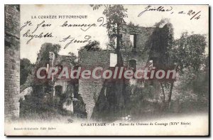 Old Postcard Chasteaux Ruins Du Chateau De Couzage