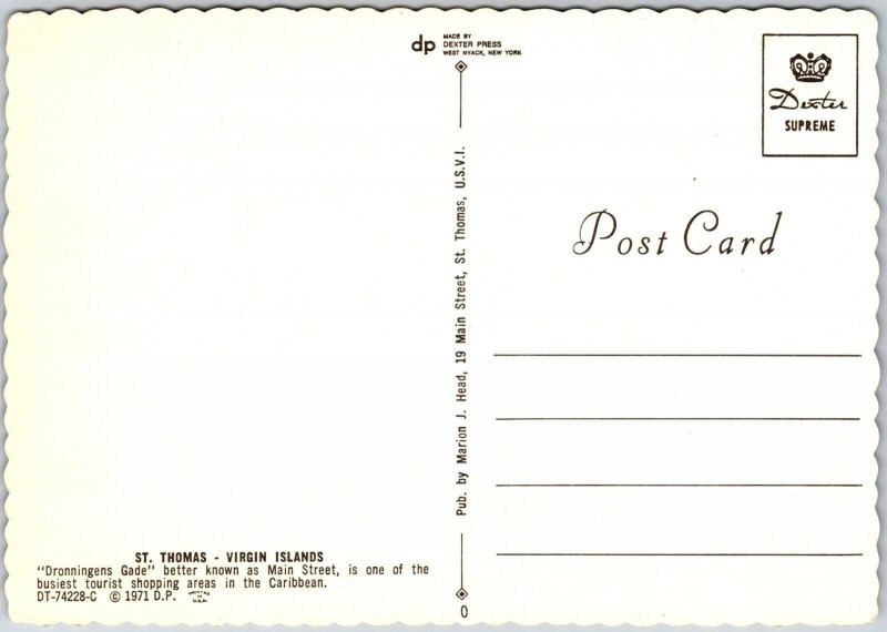 Dronningens Gade Main Street St, Thomas Virgin Islands VW Bug Cars Postcard