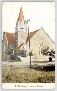 LaCrosse Indiana~United Methodist Episcopal Church Portrait~Rose Windows PC 1910
