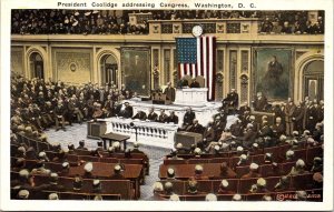 Washington DC President Calvin Coolidge Addressing Congress WB Postcard 