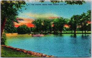 Lagoon Swope Park Kansas City Missouri MO Municipal Playground Golf Postcard
