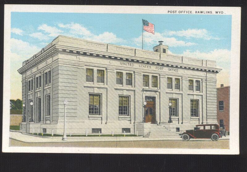 RAWLINS WYOMING UNITED STATES POST OFFICE VINTAGE POSTCARD WYO.