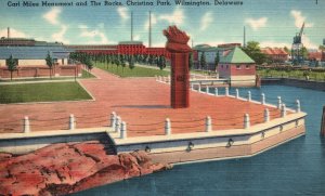 Carl Mines Monument & The Rocks Christina Park Wilmington Delaware DE Postcard