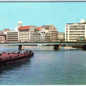 c1950s Manila, PI Pasig River MacArthur Bridge Chrome Photo Postcard Vtg A67