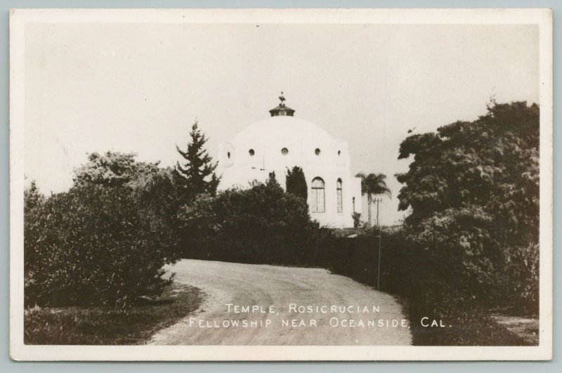 Oceanside California~Circular Drive Near Temple Rosicrucian Fellowship~RPPC 1945 