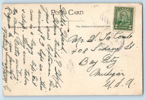 c1929 Muskoka Ontario ON Canada Postcard Setting Sun Exterior View Lake Trees