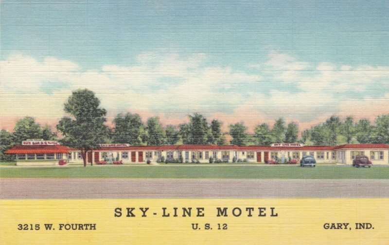 Indiana Gary Sky-Line Motel U S HIghway 12 Curteich sk1376