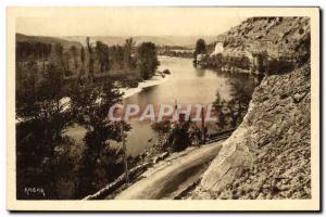 Old Postcard Souillac Dordogne Upstream De Souillac