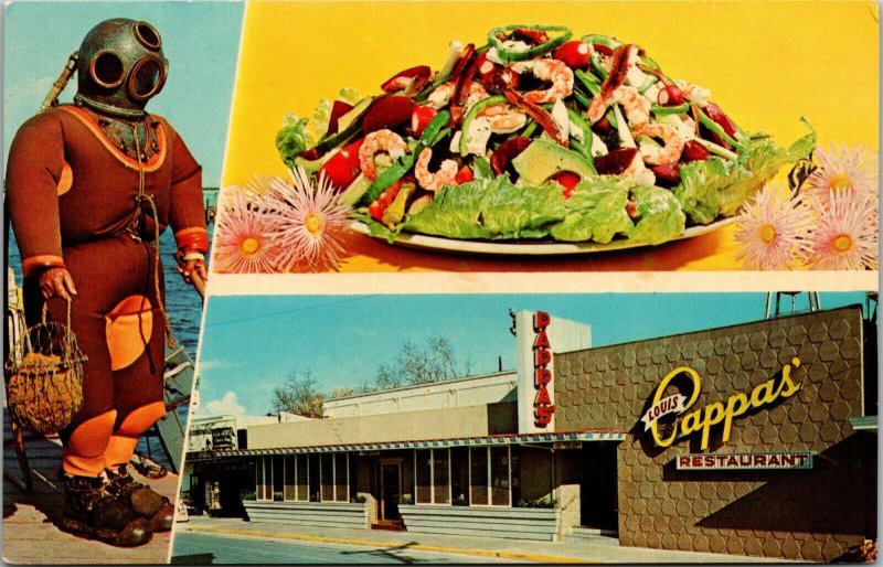 Vtg Louis Pappas Riverside Restaurant Tarpon Springs Florida FL Postcard