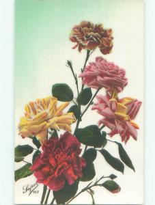 tinted rppc c1910 BEAUTIFUL FLOWERS AC9059-12