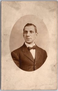 American Cowboy Portrait Antique Black & White RPPC Photo Postcard