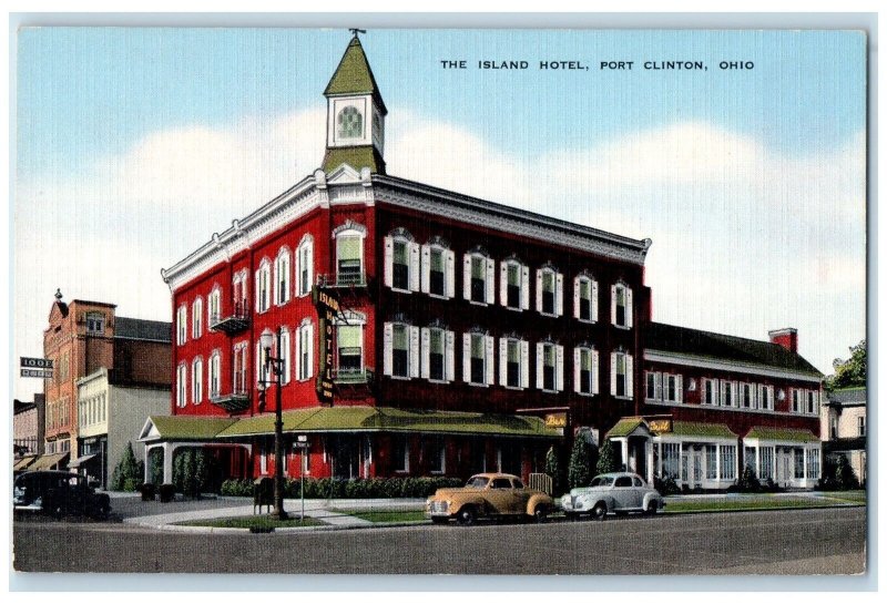 c1940s The Island Hotel Exterior Roadside Port Clinton Ohio OH Unposted Postcard