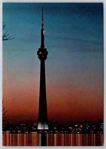 CN Tower, Night View, Toronto Ontario Canada, Chrome Postcard