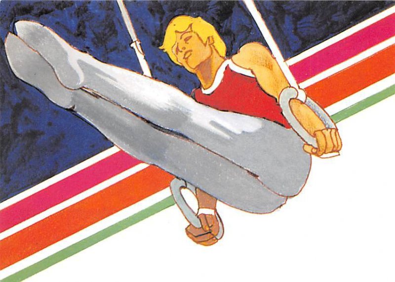 Artwork By Robert Peak, Used For Design Of Men Gymnastics Stamp  