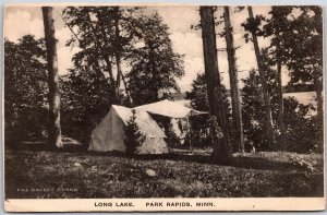 Long Lake Park Rapids Minnesota MN Camping Tent Woods Postcard