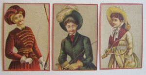 SPORT LADIES SET OF 3 ANTIQUE VICTORIAN TRADE CARDS