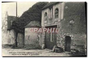 Old Postcard Gif Sur Vvette entrance to the farm Statues of Dearth and the & ...