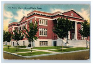 Vintage First Baptist Church, Mineral Wells, Texas. Postcard F116E