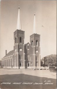 RPPC Postcard Sacred Heart Church Salina Kansas KS