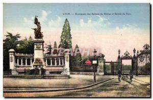 Old Postcard Lyon Rhone Children Monument and Park Entrance