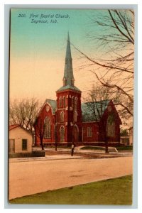 Vintage 1910's Postcard Original First Baptist Church Seymour Indiana
