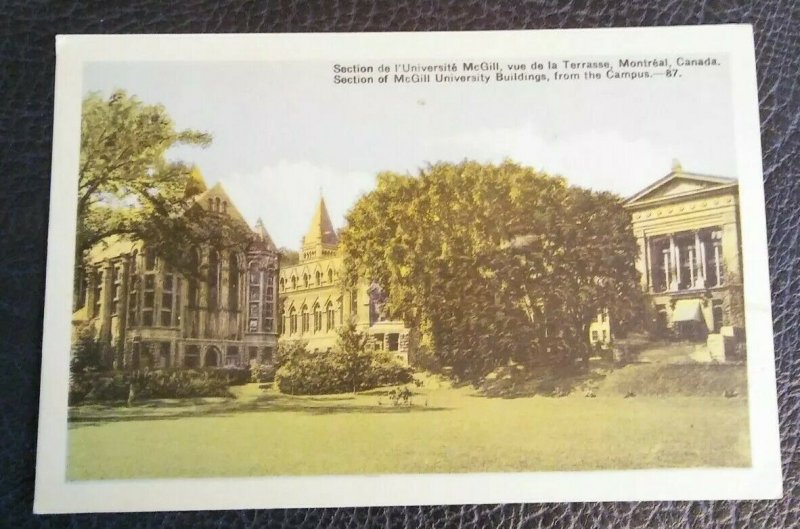 VINTAGE! McGill University Montreal POSTCARD Photogelatin Engraving Company PECO