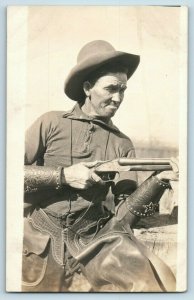 C.1910 RPPC Bill Robinson Dressed As Cowboy Chaps Shotgun Postcard P165