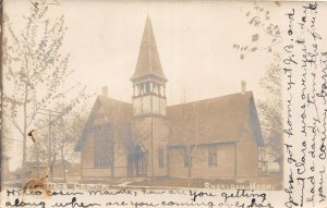 J71/ Sheridan Michigan RPPC Postcard c1910 Congregational Church  281