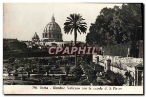 Postcard Old Roma Vaticano Giardino con la Cupola di S. Pietro