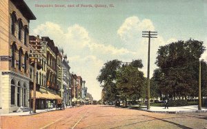 c.'11, Hampshire St East of Fouth, Street Cars, Wagons,Quincy, IL, Old Post Card