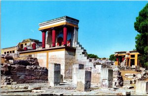 Minoan Palace Knossos Crete Ancient Landmark Mediterranean Chrome Postcard 